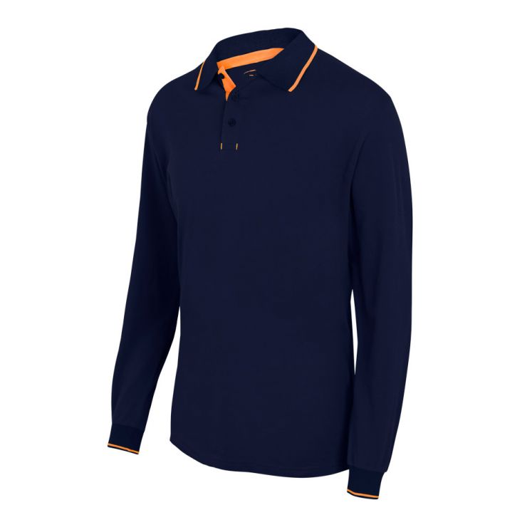 POLO BICOLOR CON RAYA M/L A.NAVY/N.FLUOR