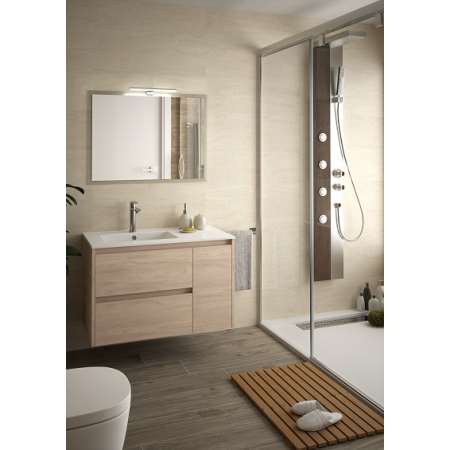 MUEBLE DE BAÑO HABIMAT ARIADNE UNIBODY 855 ROBLE AURORA DESPLAZADO IZQUIERDA