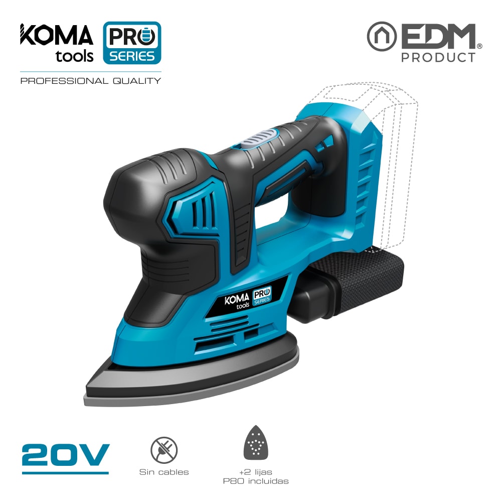 LIJADORA 20V (SIN BATERIA Y CARGADOR) KOMA TOOLS PRO SERIES BATTERY EDM