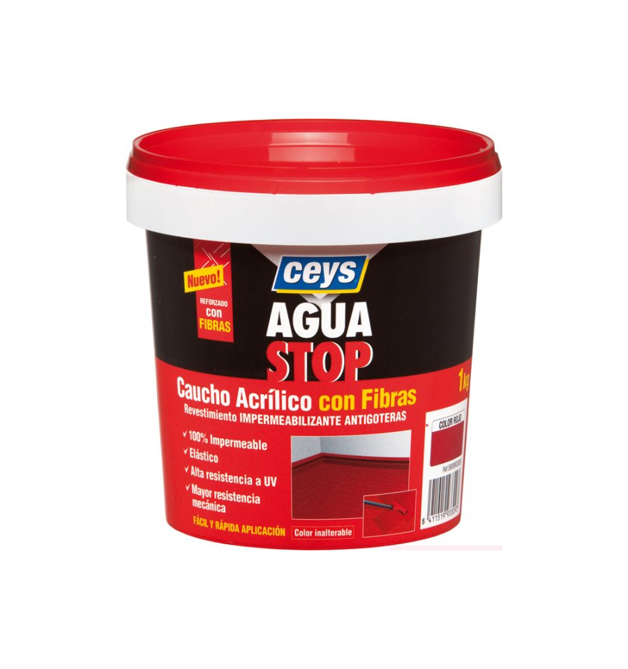 IMPERMEABILIZANTE AGUASTOP CAUCHO FIBRAS BLANCO 1KG